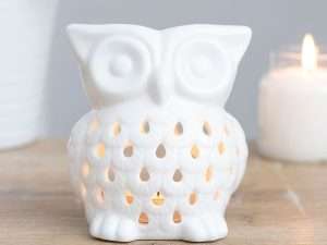 White Owl ceramic tealight burner for fragrance oils and wax melts