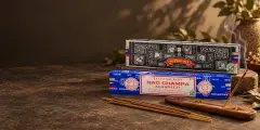 Satya incense sticks and Nag Champa incense packaging